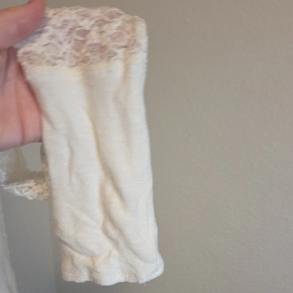 Free People Chic Light Ivory Lace Sleeve Blouse